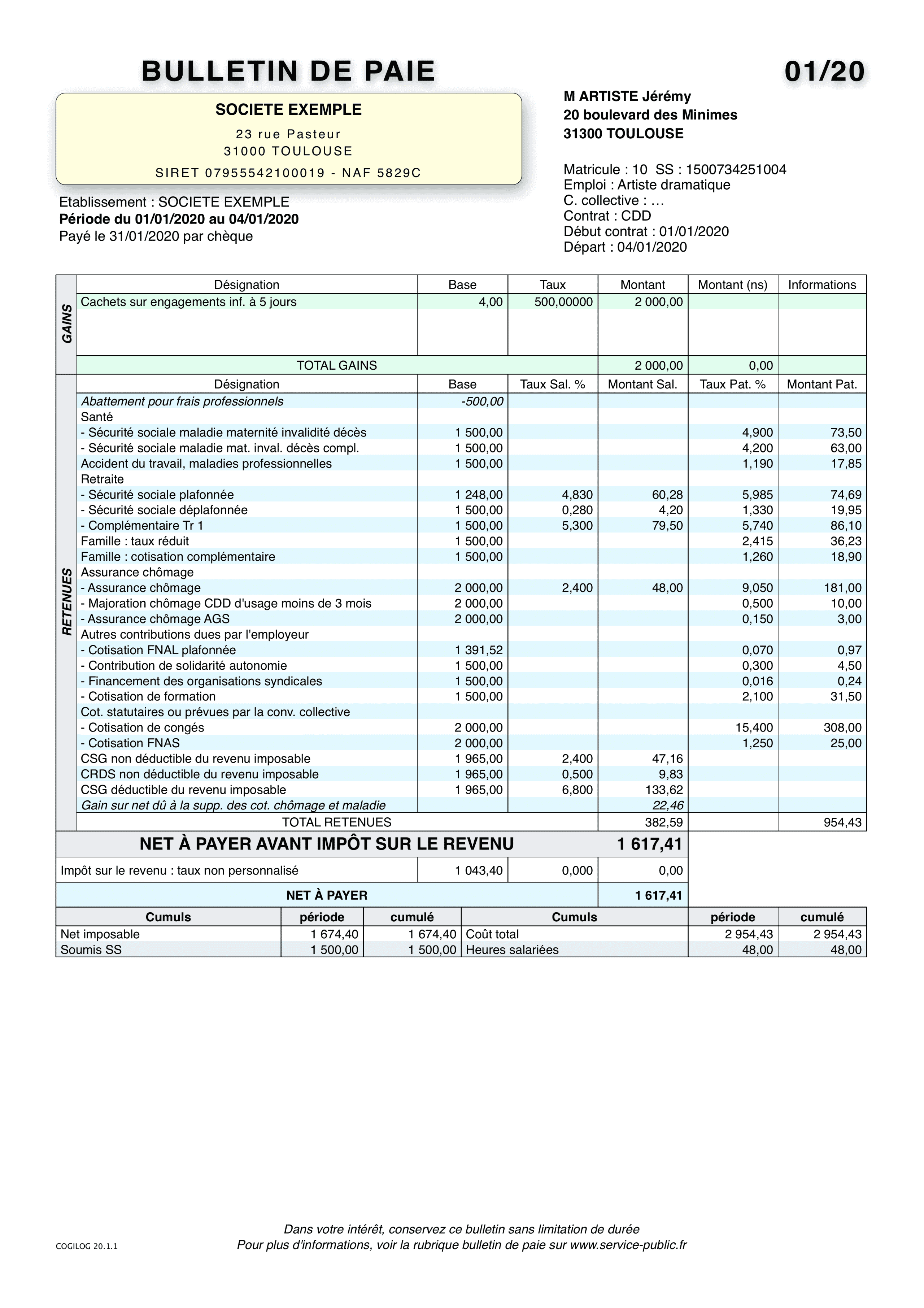 Bulletin De Paie 2022 Exemple Image to u