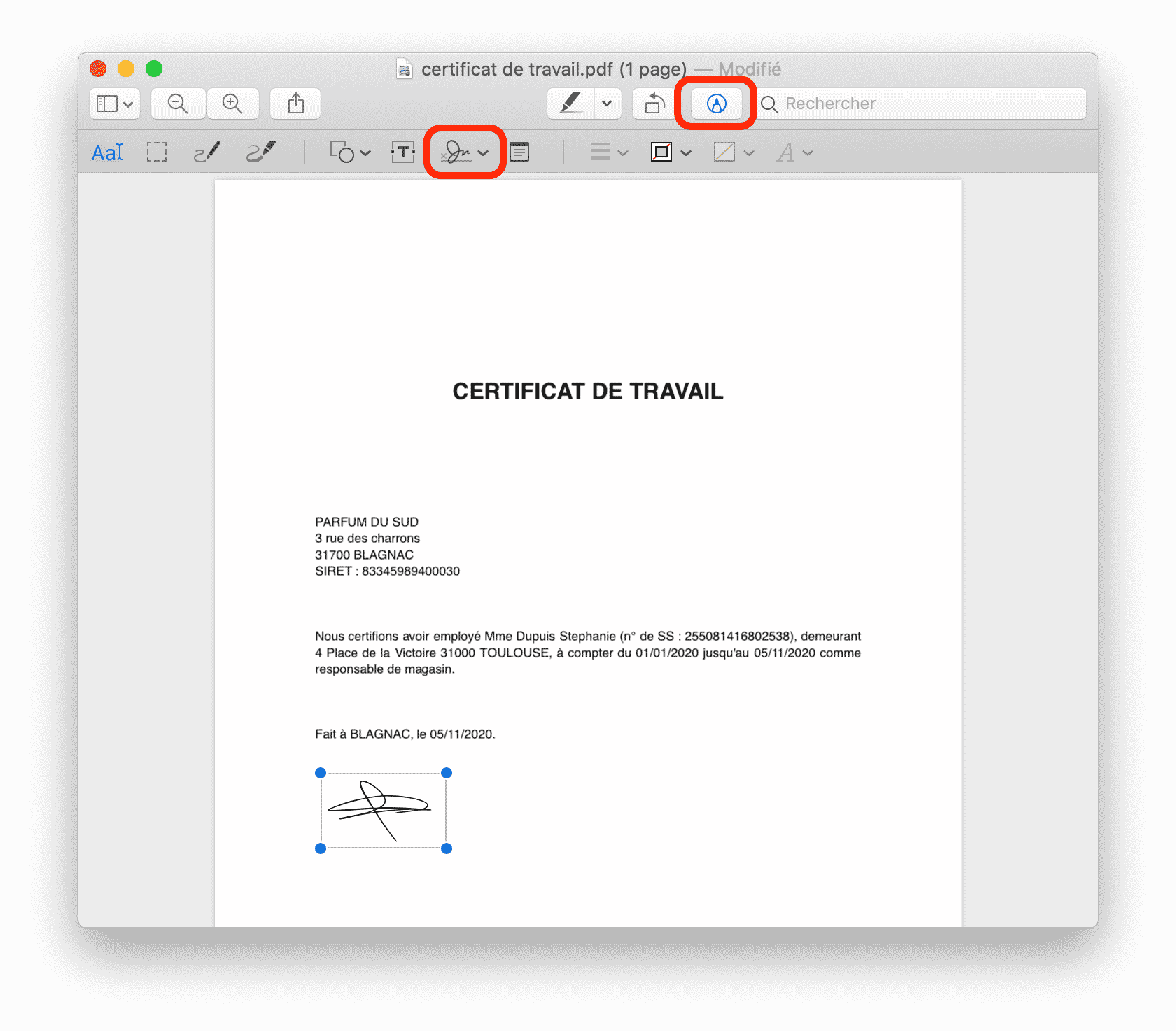 Signature sur pdf